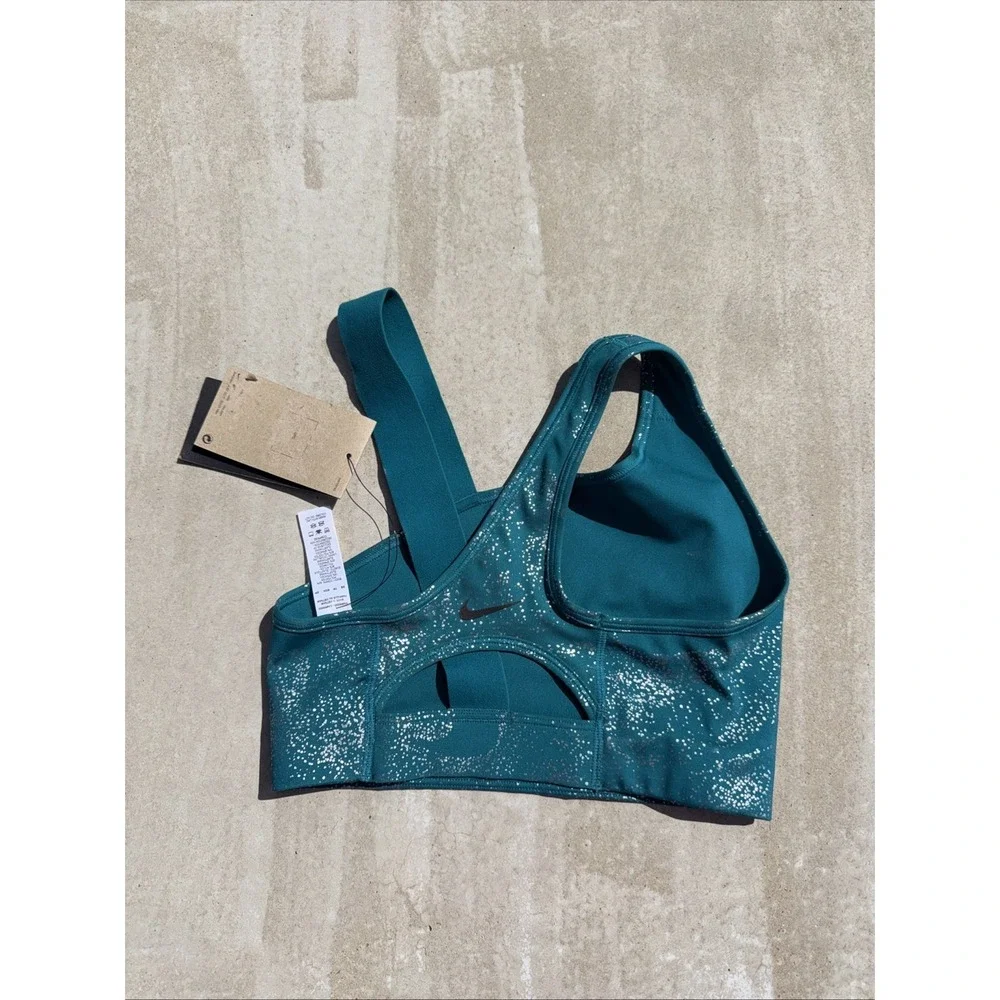 NIKE Swoosh Sports Bra. Teal & Grey/Silver. Size XS . Orig. $52. NEW With Tags